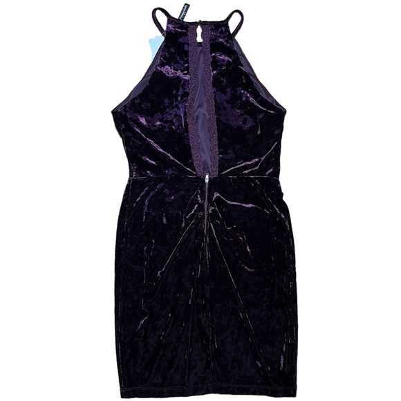Speechless Dark Purple Crushed Velvet Key Hole Back Dress NWT Sz 9 - Picture 11 of 15